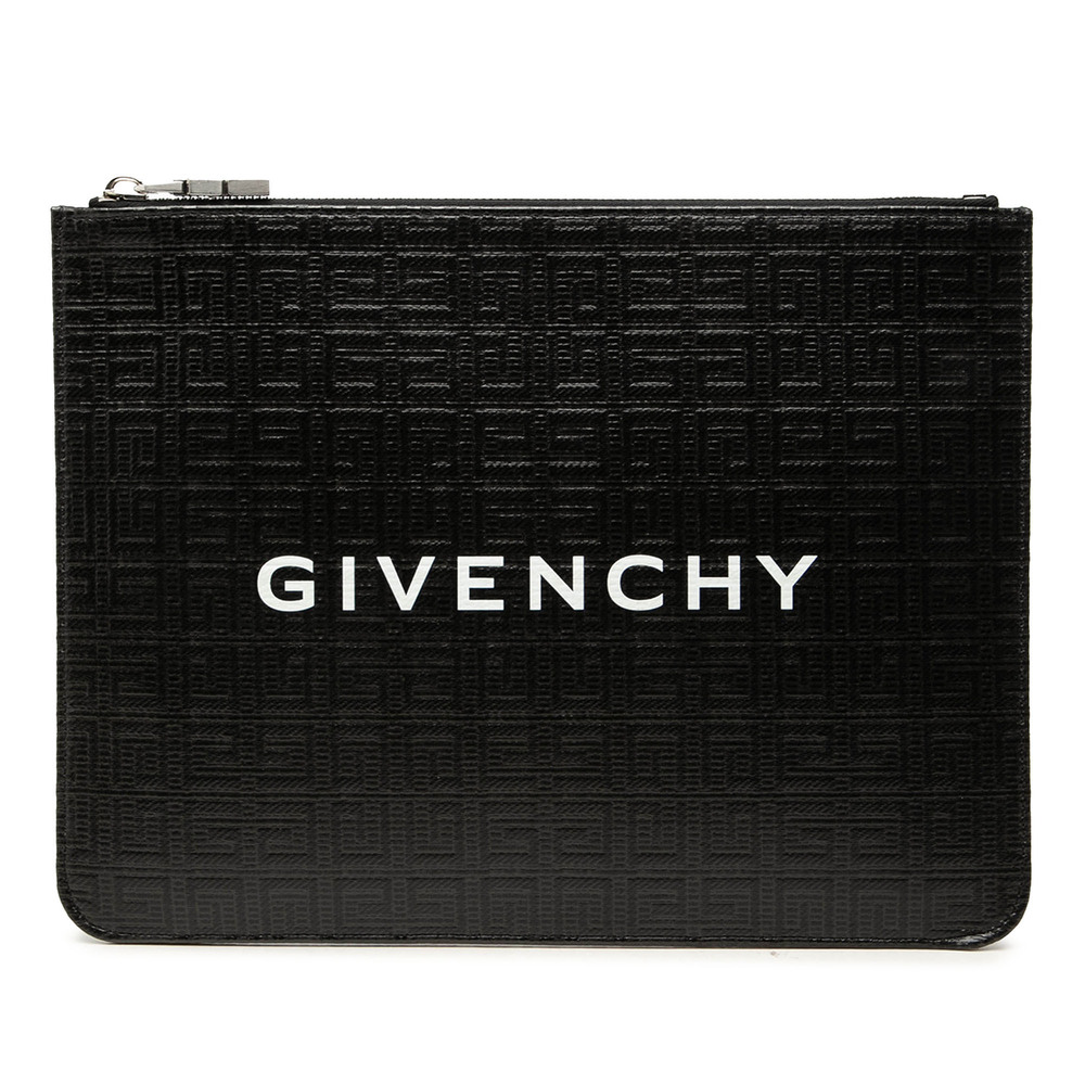 Pre-Loved Givenchy 4G Embossed Coated Canvas Flat Pouch